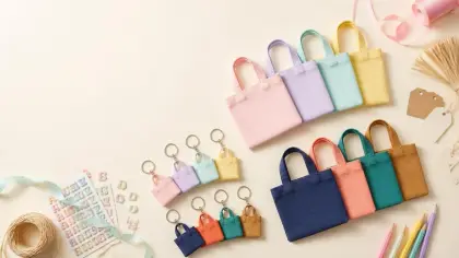 Macaron DIY Mini Canvas Tote Bags with Alphabet Stickers — Back-to-School Teacher Gift Idea